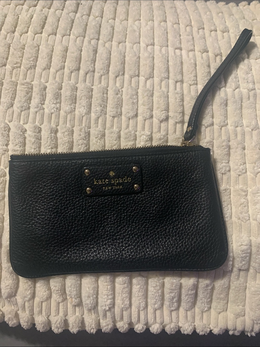 kate spade Black Pebbled Leather Wristlet Clutch